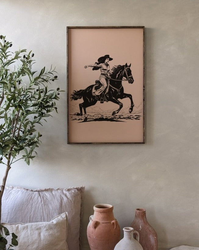 Vintage Cowgirl Wood Sign