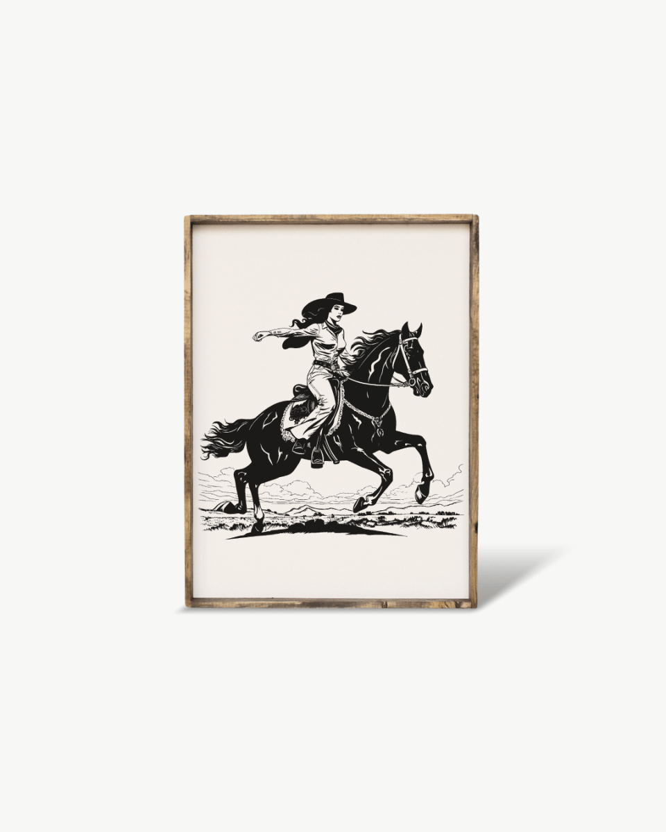 Vintage Cowgirl Wood Sign