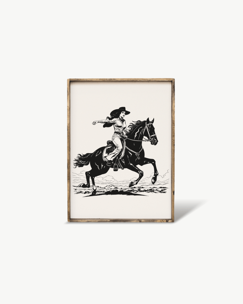 Vintage Cowgirl Wood Sign