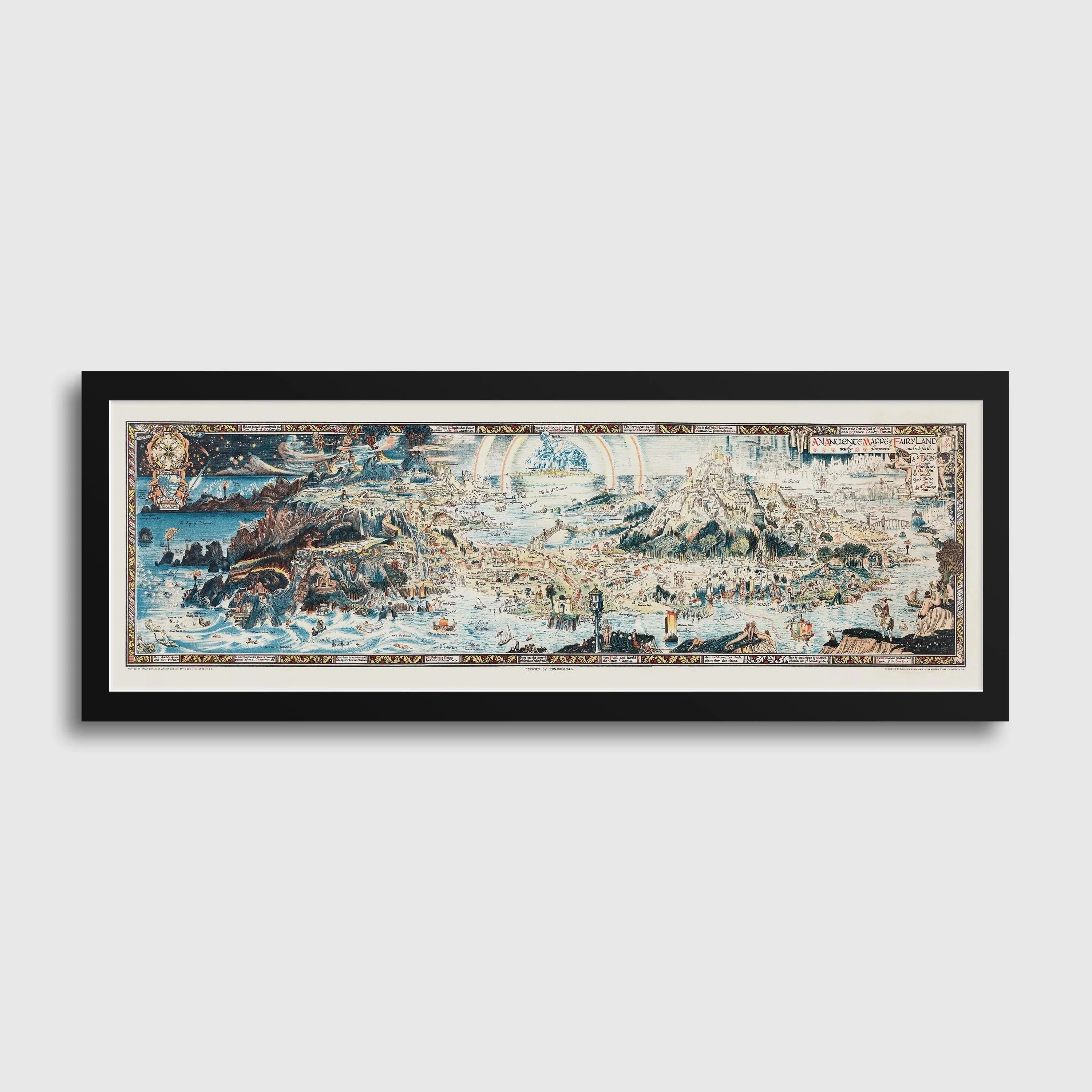 Vintage Fairytale Map Print: Detailed Fairyland Art for Kid's Room