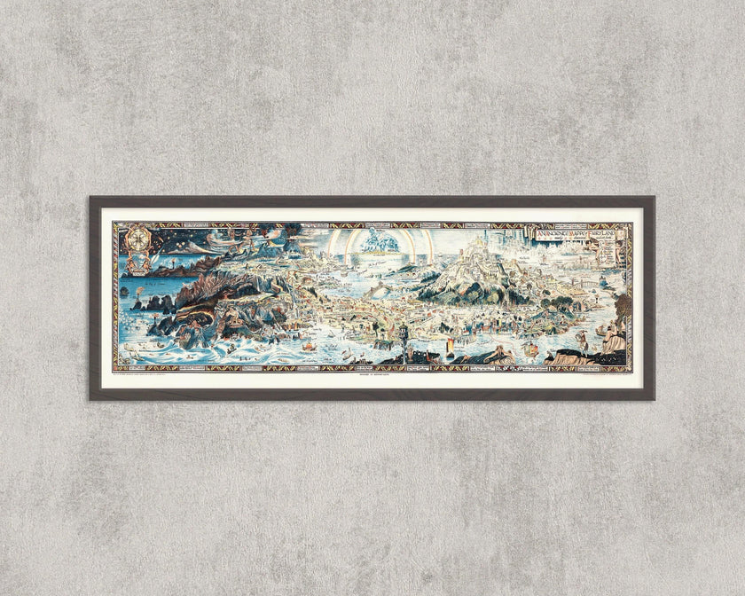Vintage Fairytale Map Print: Detailed Fairyland Art for Kid's Room