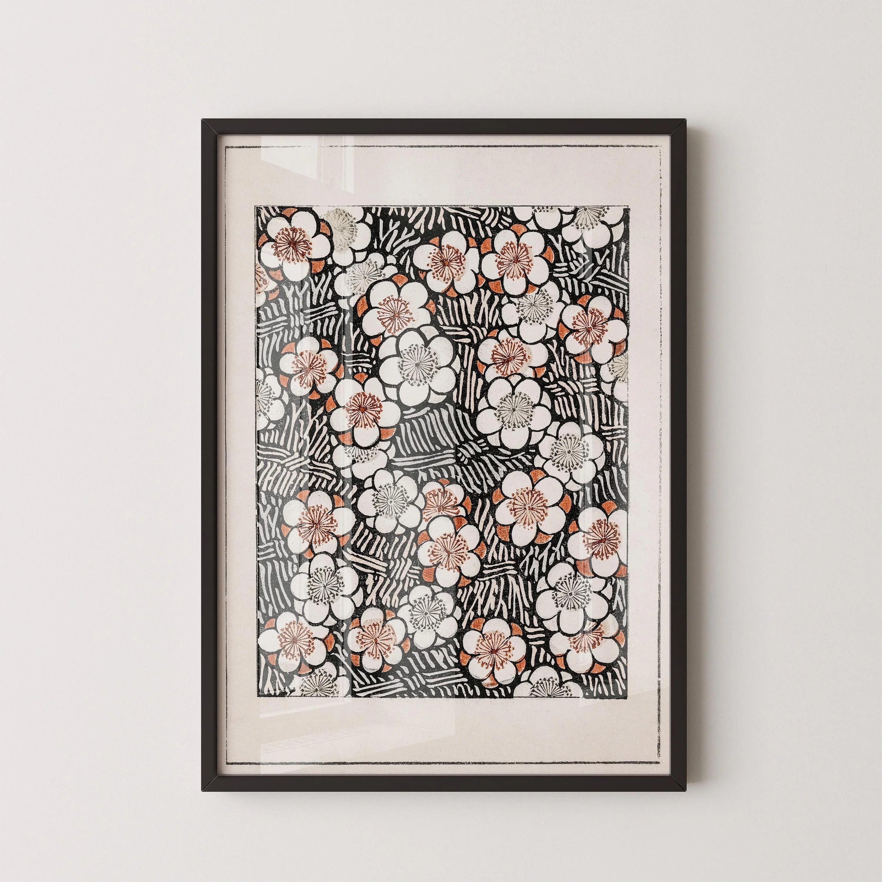 Vintage Japanese Botanical Art Print: Shin Bijutsukai Flower Pattern