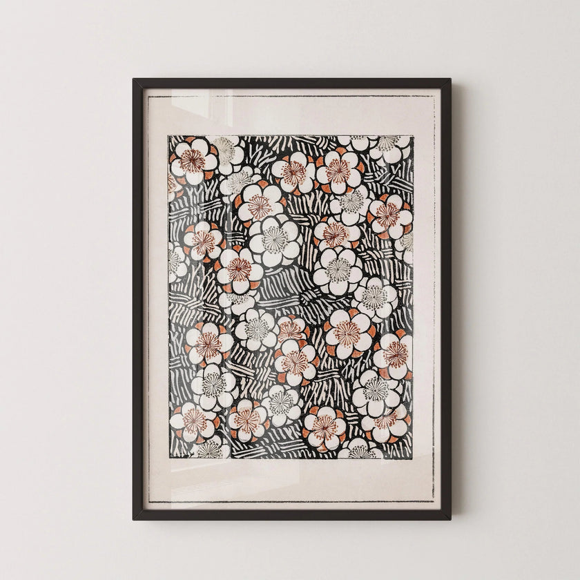 Vintage Japanese Botanical Art Print: Shin Bijutsukai Flower Pattern