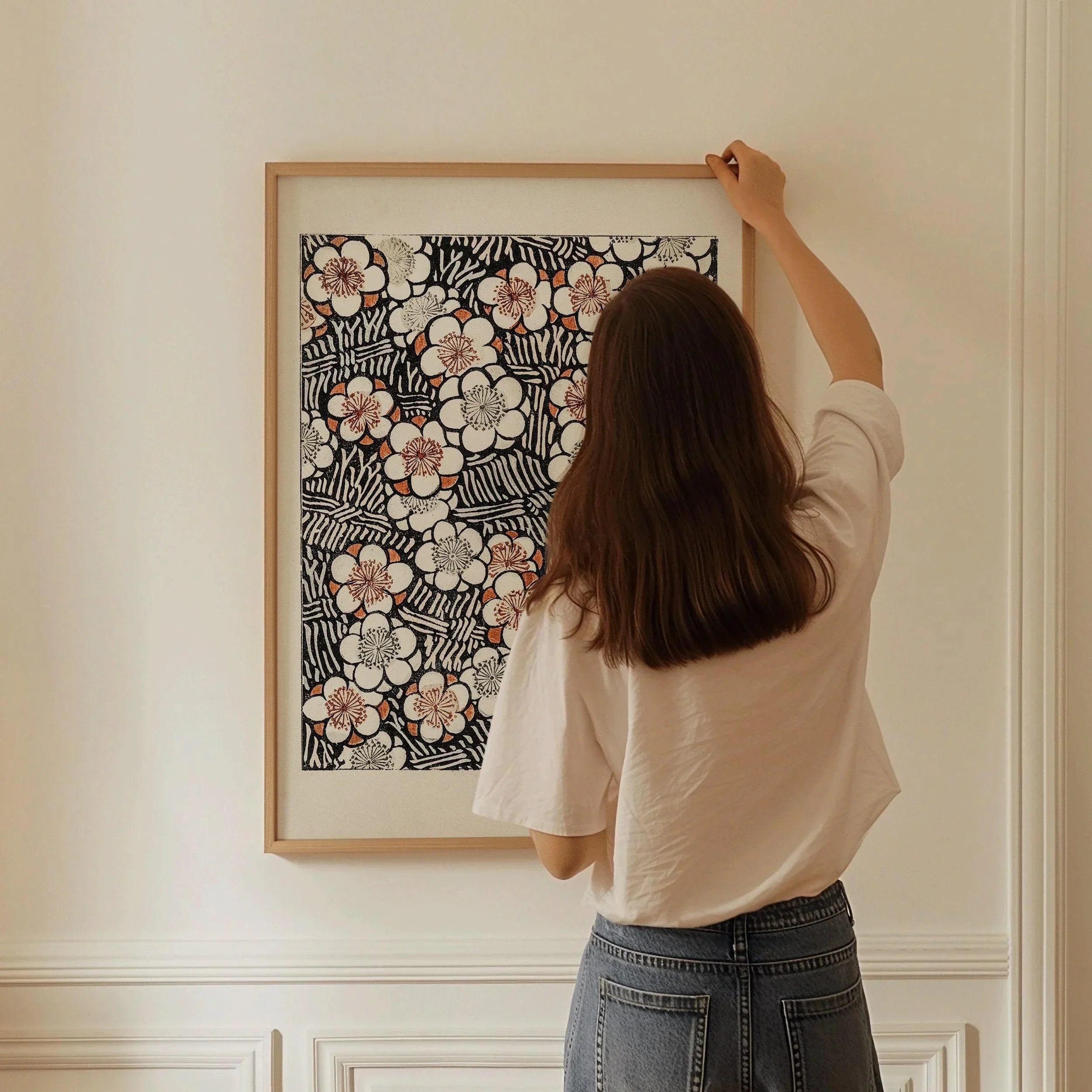 Vintage Japanese Botanical Art Print: Shin Bijutsukai Flower Pattern