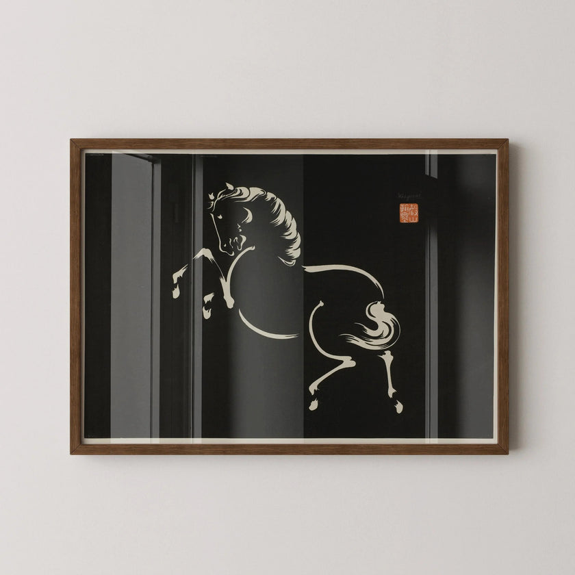 Vintage Japanese Horse Art Print: Wakyosai Giclee Fine Art