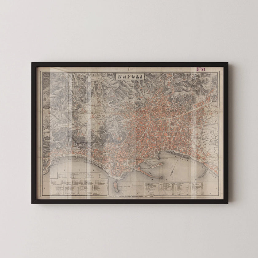 Vintage Naples Map Print (available handframed or unframed)