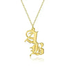 Vintage Old English Double Initial Letter Pendant Necklace Jewelry For Women Custom