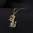 Vintage Old English Double Initial Letter Pendant Necklace Jewelry For Women Custom