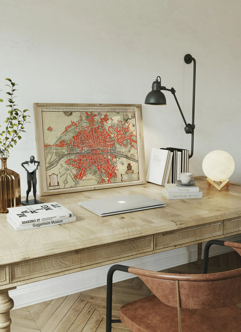 Vintage Paris Map Print (available handframed or unframed)