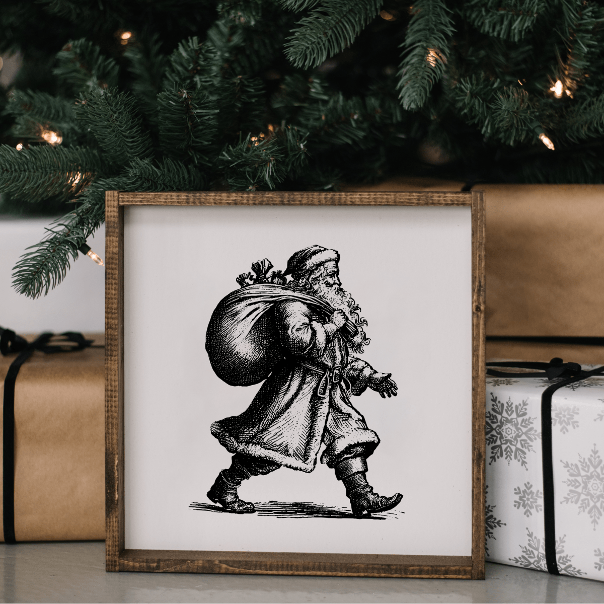 Vintage Santa - Framed Christmas Print