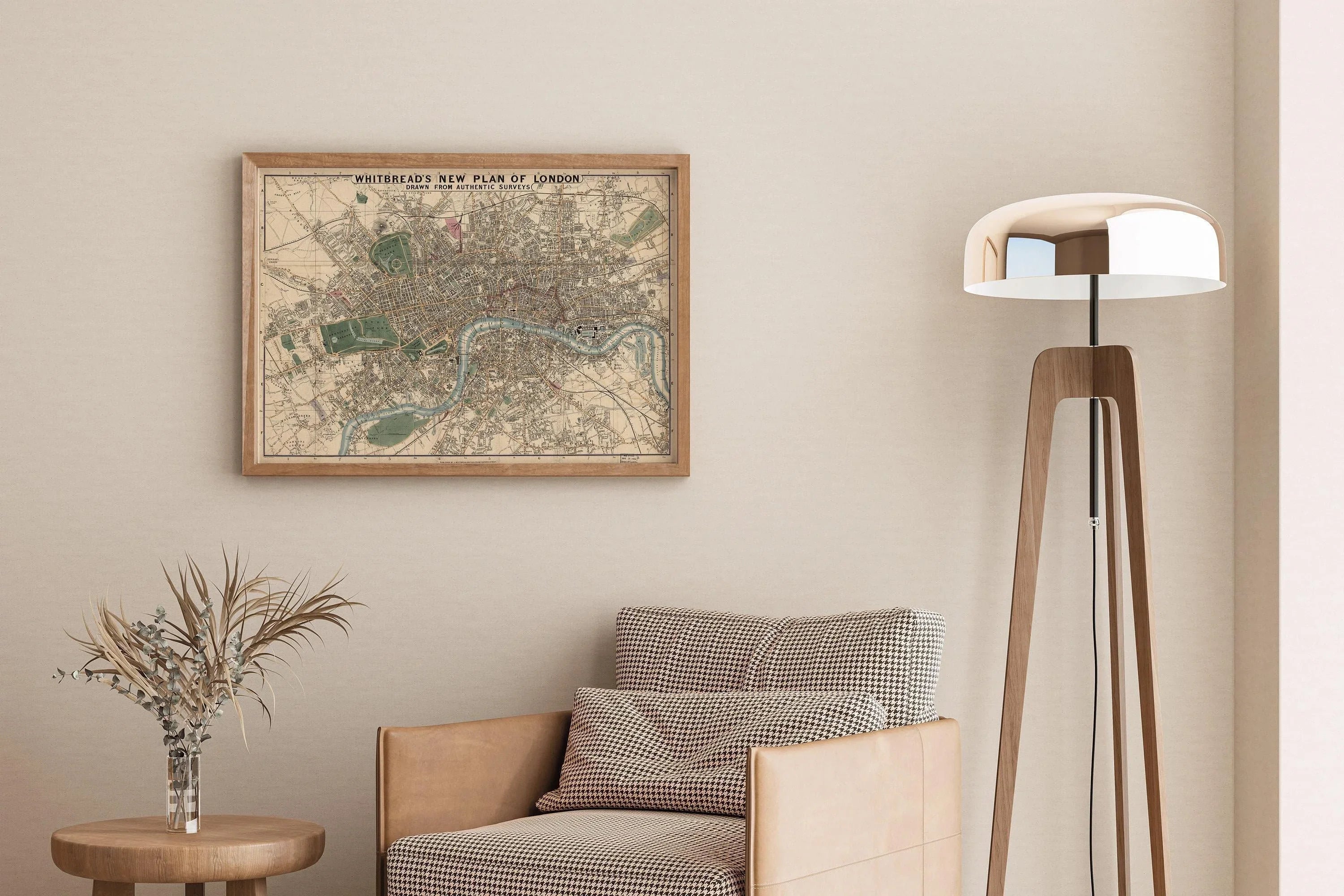 Vintage Whitbread's London Map Print (available handframed or unframed)