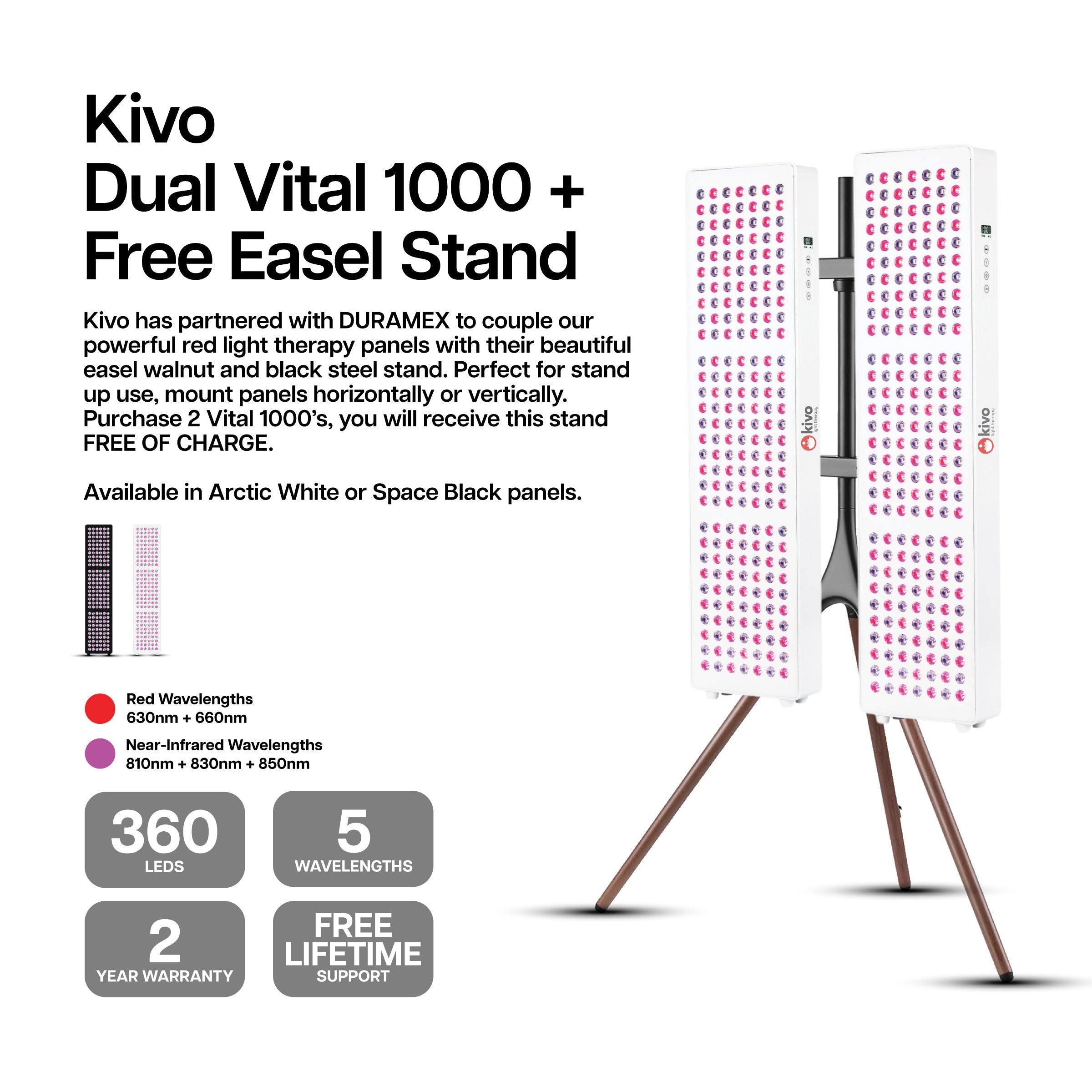 Kivo Vital 1000 Bundle: 2 x Vital 1000 & FREE Easel Stand