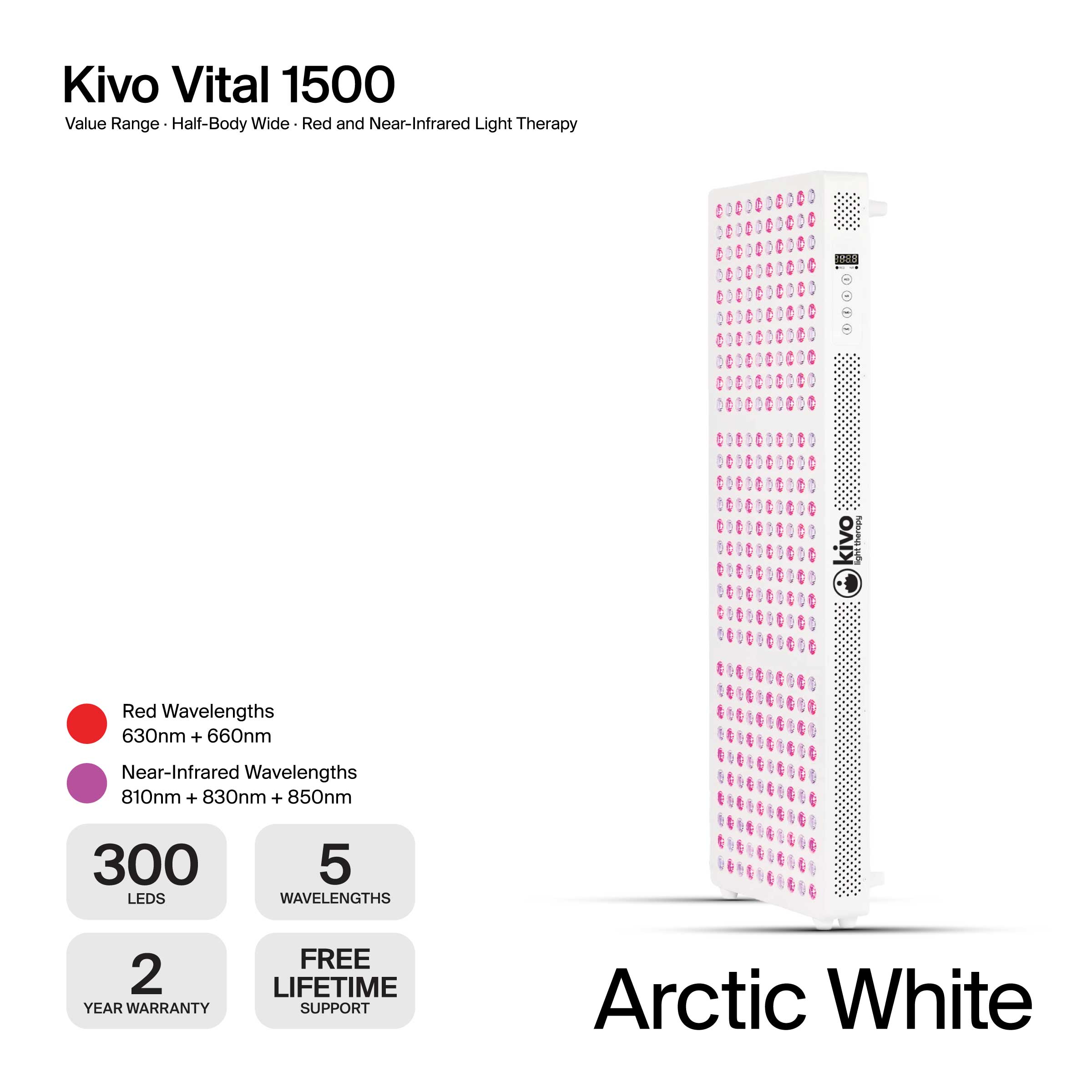 Kivo Vital 1500: Medium Wide Body Red Light Therapy Panel