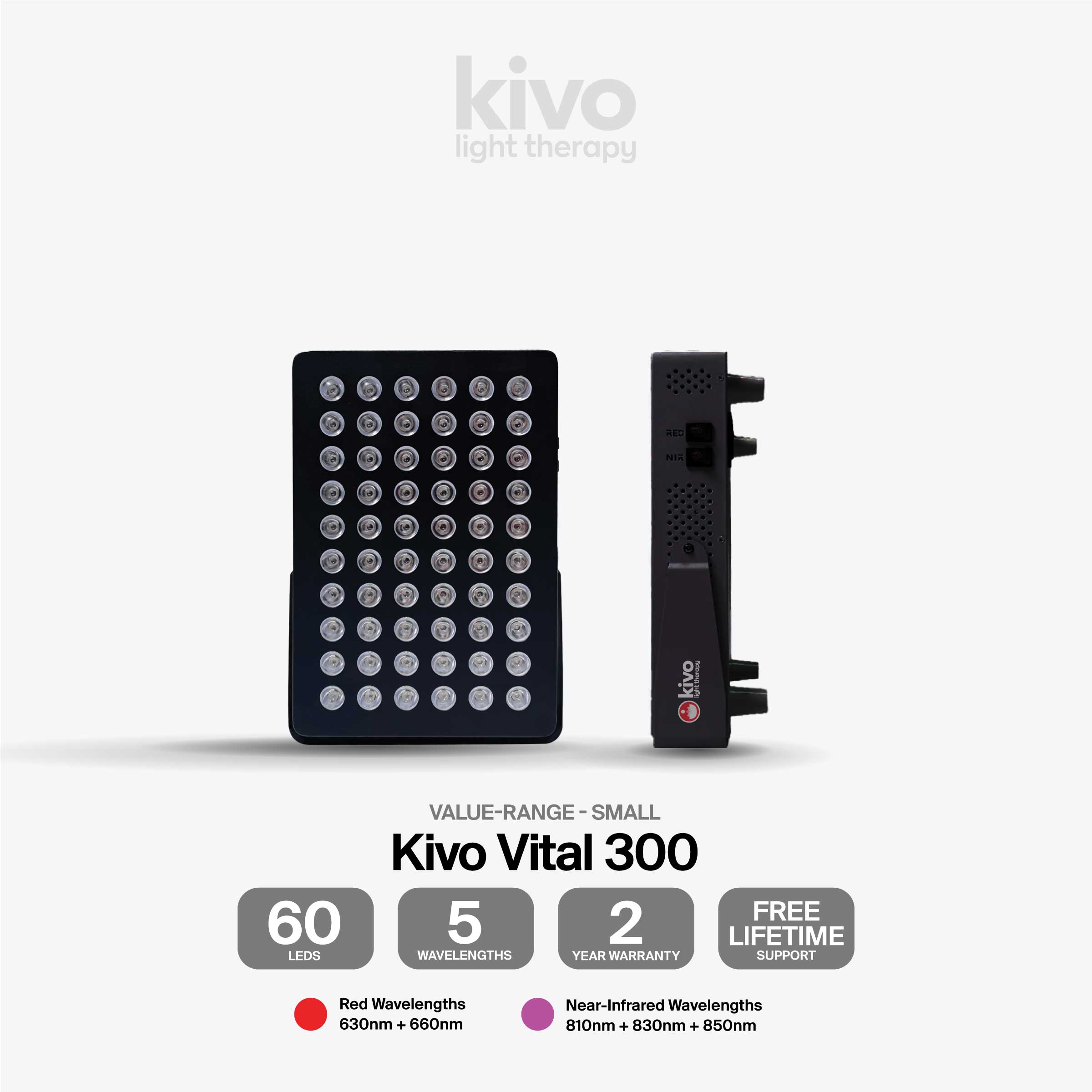 Kivo Vital 300: Portable Small Red Light Therapy Panel + Integrated Stand
