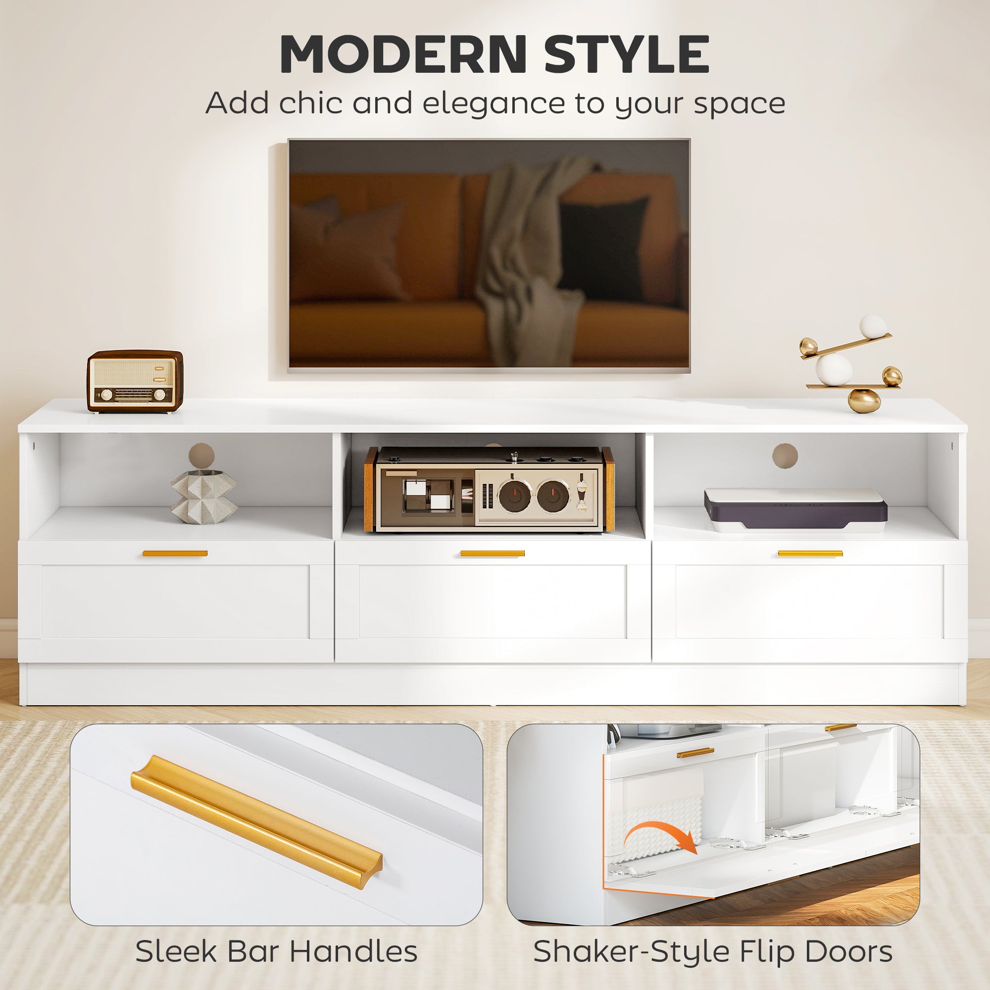 Dallas Modern TV Stand with Storage Drawers for TVs up to 85