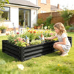 6 x 3 x 1ft Galvanized Raised Garden Bed, Reinforced Outdoor Planter Box with Open Bottom, Black