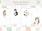 DATELESS Extra Large Wall Calendar with Magnetic Poster Hanger: Cat