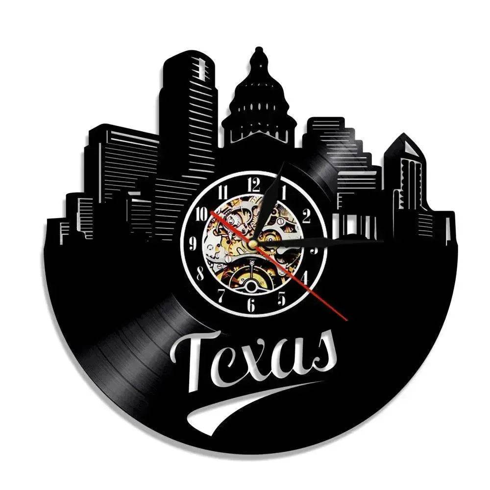 Wall Clock Vinyl Wall Clock  Atlanta Skyline Vinyl Record Clock Georgia Wall Art Atlanta Wall Decor Vinyl Clock Lights Silent Clock