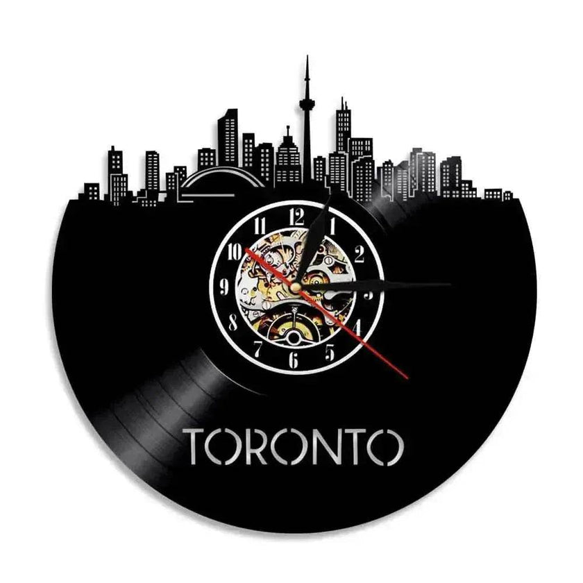 Wall Clock Vinyl Wall Clock  Atlanta Skyline Vinyl Record Clock Georgia Wall Art Atlanta Wall Decor Vinyl Clock Lights Silent Clock