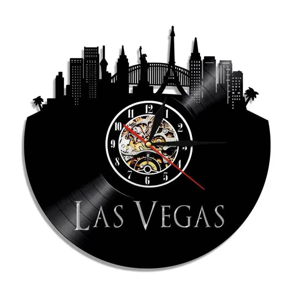 Wall Clock Vinyl Wall Clock  Atlanta Skyline Vinyl Record Clock Georgia Wall Art Atlanta Wall Decor Vinyl Clock Lights Silent Clock
