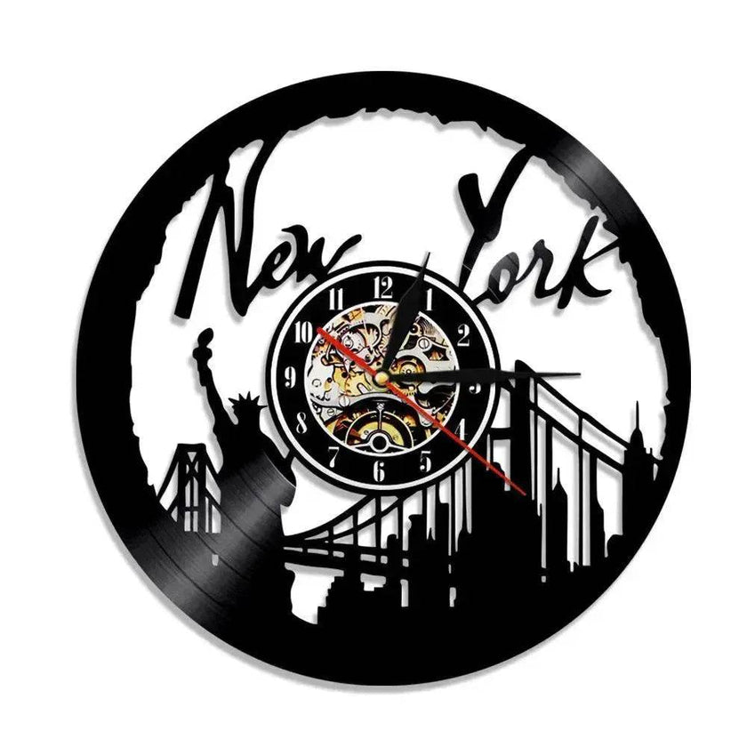 Wall Clock Vinyl Wall Clock  Atlanta Skyline Vinyl Record Clock Georgia Wall Art Atlanta Wall Decor Vinyl Clock Lights Silent Clock