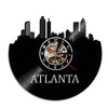 Wall Clock Vinyl Wall Clock  Atlanta Skyline Vinyl Record Clock Georgia Wall Art Atlanta Wall Decor Vinyl Clock Lights Silent Clock
