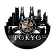 Wall Clock Vinyl Wall Clock  Atlanta Skyline Vinyl Record Clock Georgia Wall Art Atlanta Wall Decor Vinyl Clock Lights Silent Clock