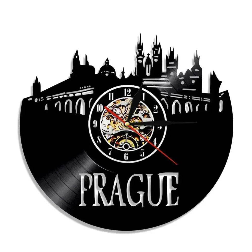 Wall Clock Vinyl Wall Clock  Atlanta Skyline Vinyl Record Clock Georgia Wall Art Atlanta Wall Decor Vinyl Clock Lights Silent Clock