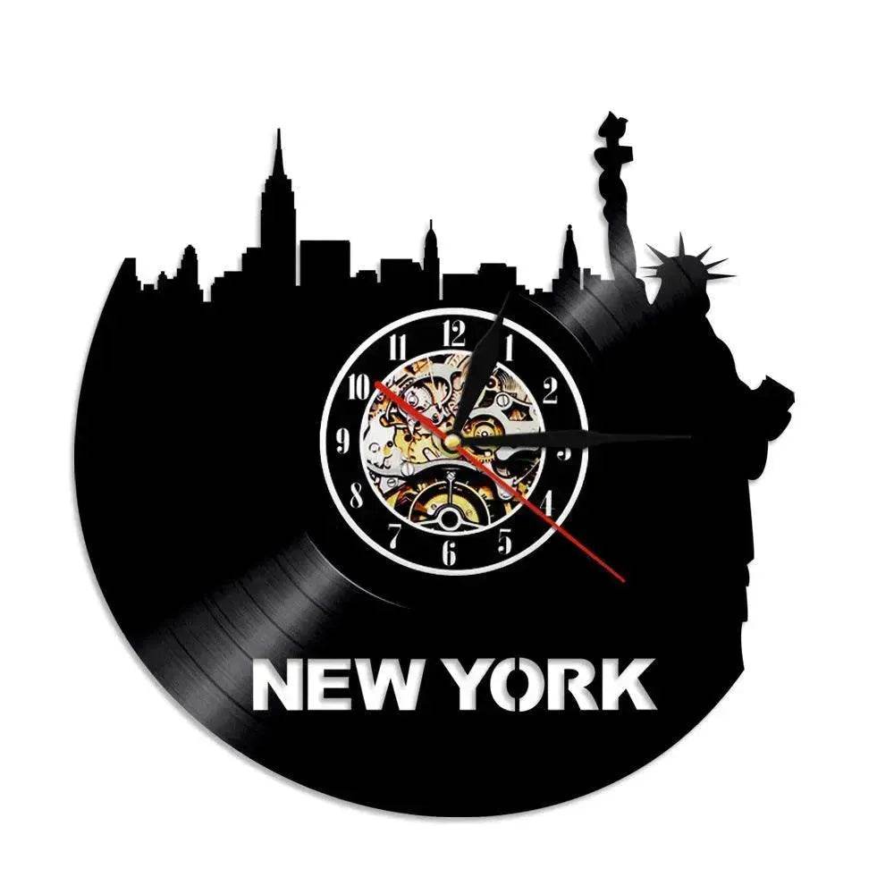 Wall Clock Vinyl Wall Clock  Atlanta Skyline Vinyl Record Clock Georgia Wall Art Atlanta Wall Decor Vinyl Clock Lights Silent Clock
