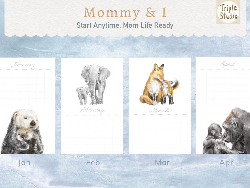DATELESS Extra Large Wall Calendar with Magnetic Poster Hanger - BABY & MOM