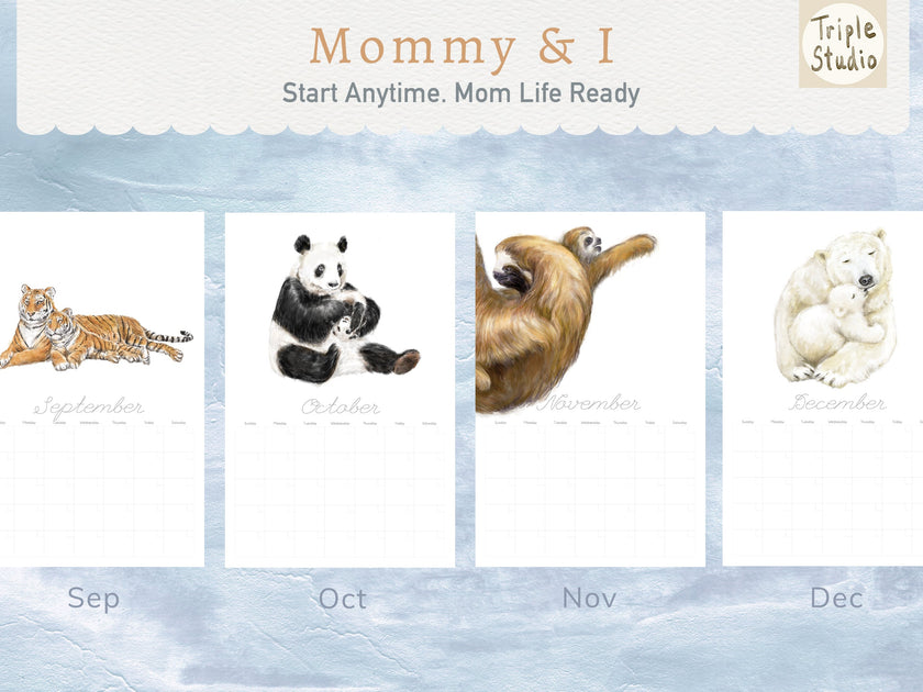 DATELESS Extra Large Wall Calendar with Magnetic Poster Hanger - BABY & MOM