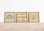 Walter Gropius STATEMENT TRIO| Vintage Bauhaus Building Sketch Posters | available framed 1x1