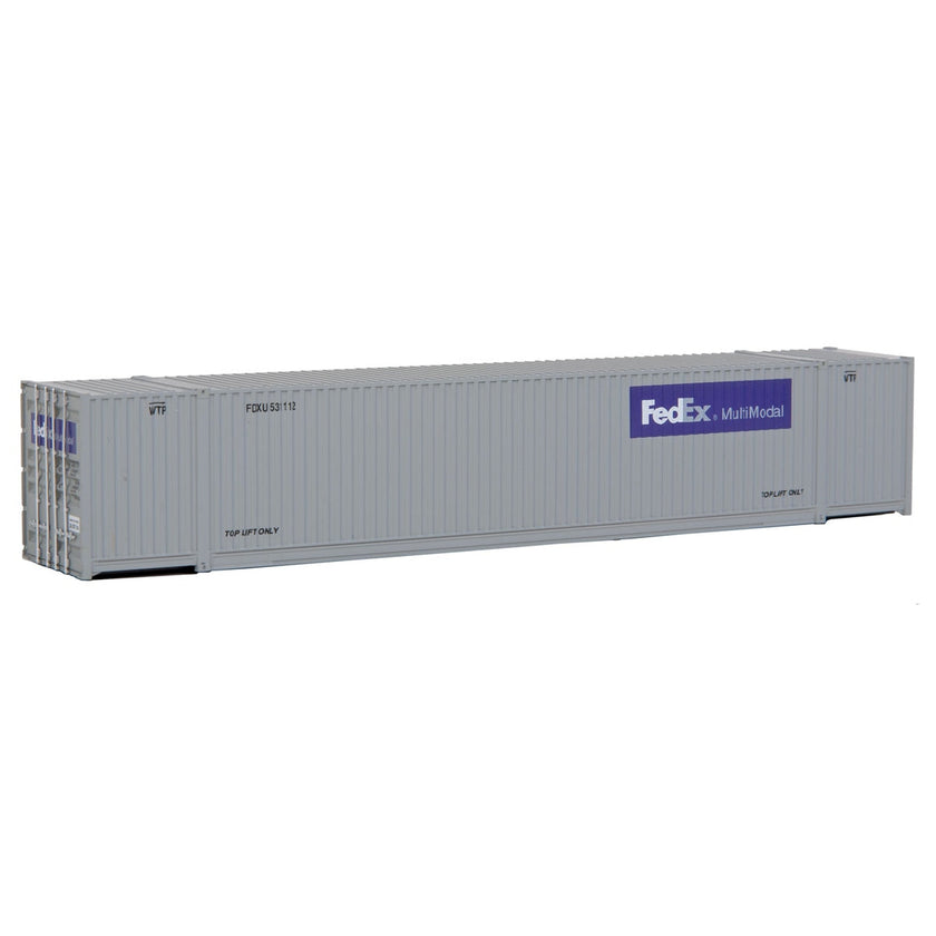 Walthers SceneMaster HO 53' Singamas Corrugated-Side Container FedEx MultiModal FDXU #531112 Gray Purple Assembled