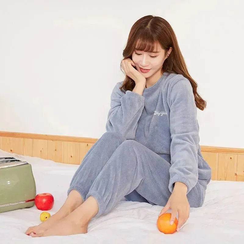 Warm Suit Women's Thick Coral Fleece Loungewear Suit