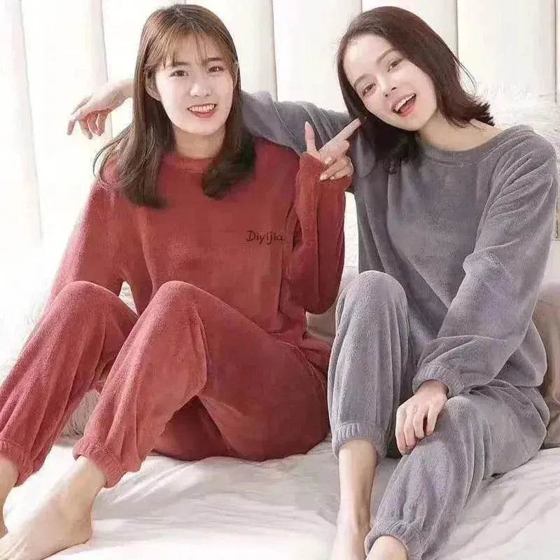Warm Suit Women's Thick Coral Fleece Loungewear Suit