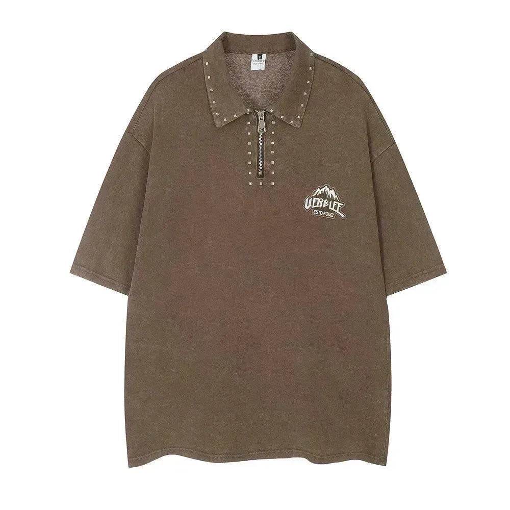 Washed And Worn Polo Shirt Men's Summer
