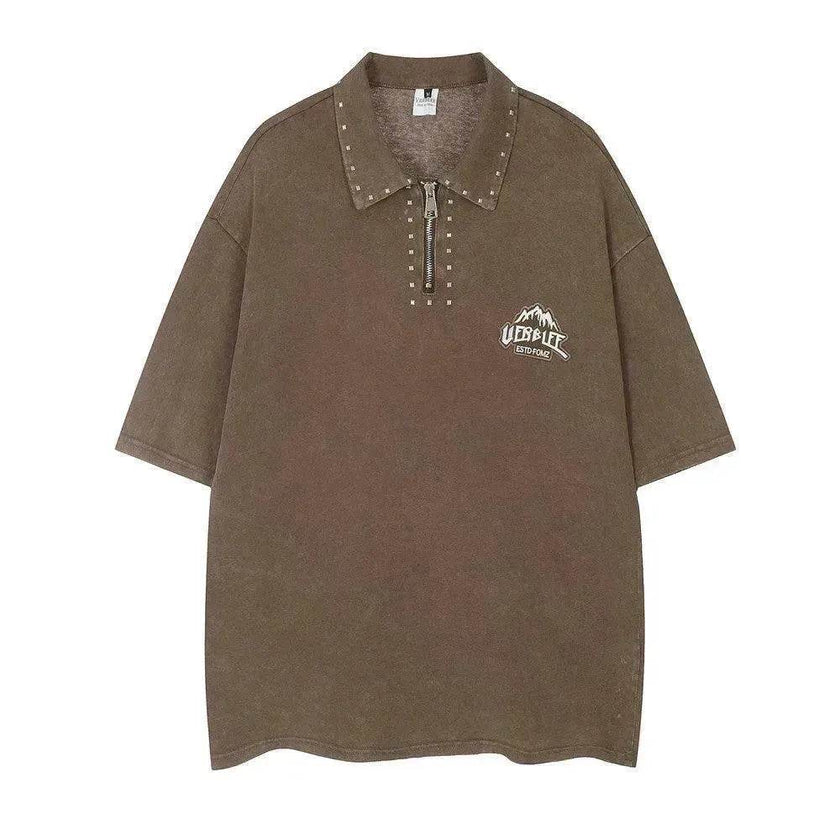 Washed And Worn Polo Shirt Men's Summer