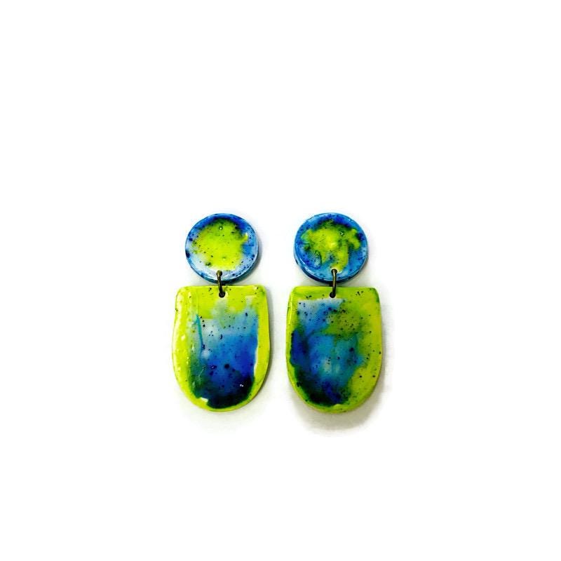 Watercolor Jewelry Set with Statement Necklace & Earrings Handmade
