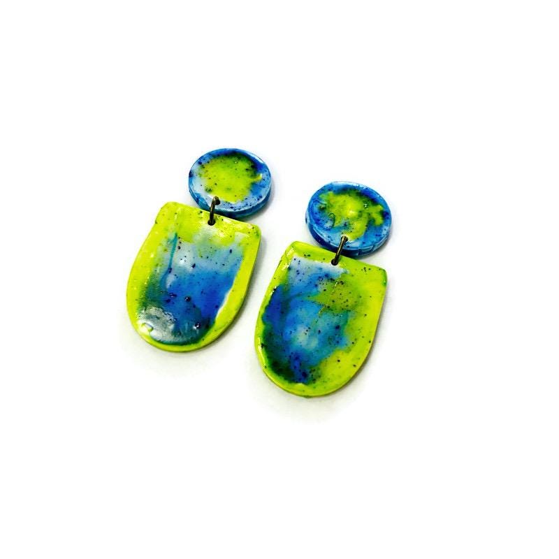 Watercolor Jewelry Set with Statement Necklace & Earrings Handmade