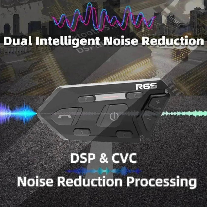 WAYXIN R6s Double Pack Intercom Motorcycle Bluetooth Headsets 1200 m up to 6 Riders with DSP & CVC Noise Reduction Waterproof Hands-Free Function Intercom Communication System