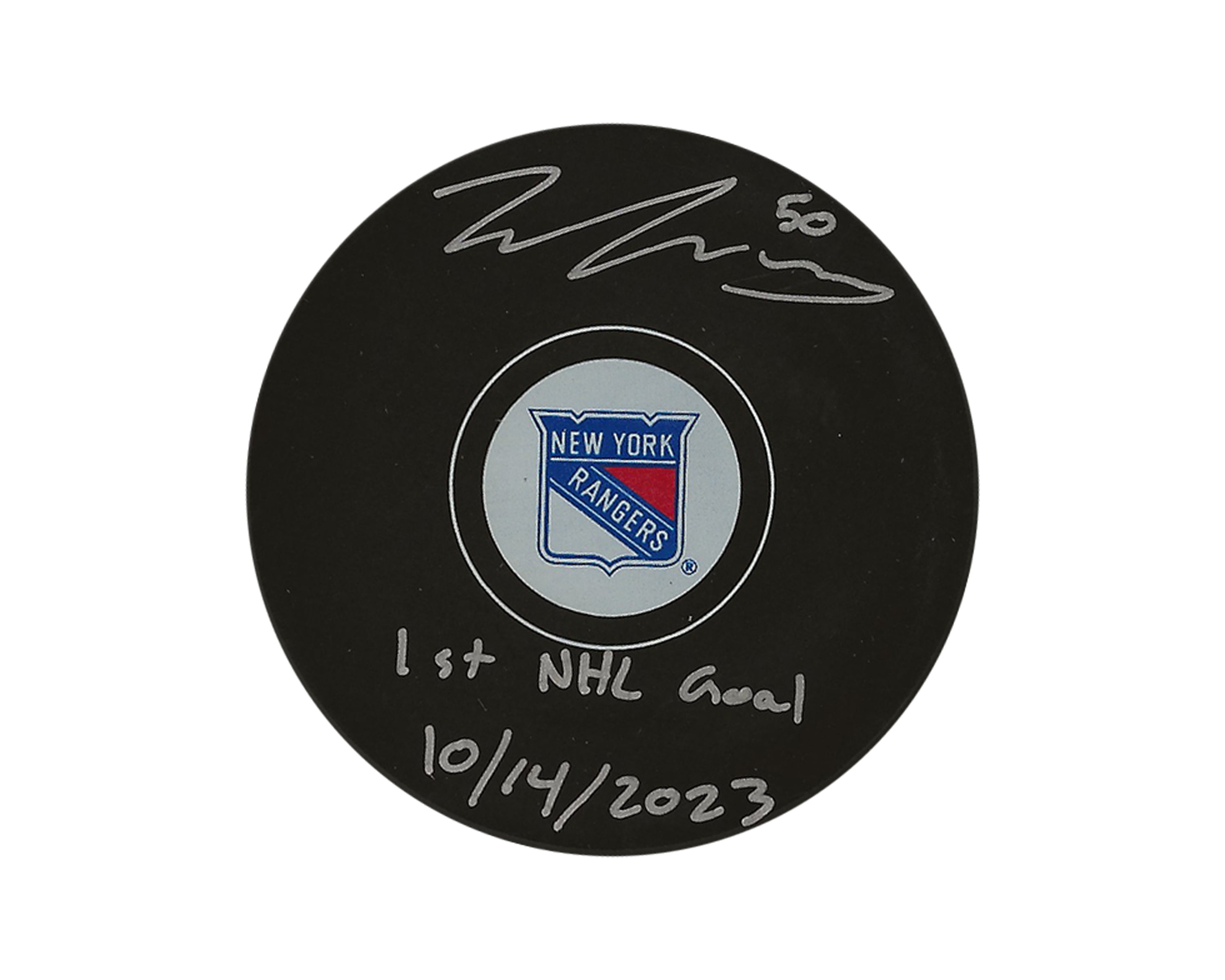 Will Cuylle Autographed New York Rangers Autograph Model Puck Inscribed 