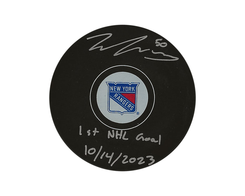Will Cuylle Autographed New York Rangers Autograph Model Puck Inscribed 