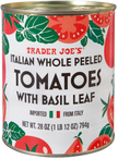 Trader Joe's Italian Whole Peeled Tomatoes with Basil Leaf, 794g