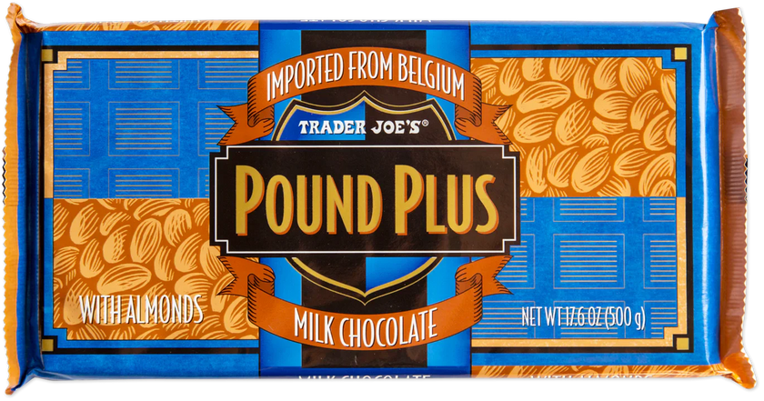 Trader Joe's Pound Plus Milk Chocolate Bar with Almonds, 500g