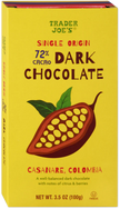 Trader Joe's Single Origin 72% Cacao Dark Chocolate, 100g