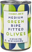 Trader Joe's Medium Green Ripe Pitted Olives, 407g