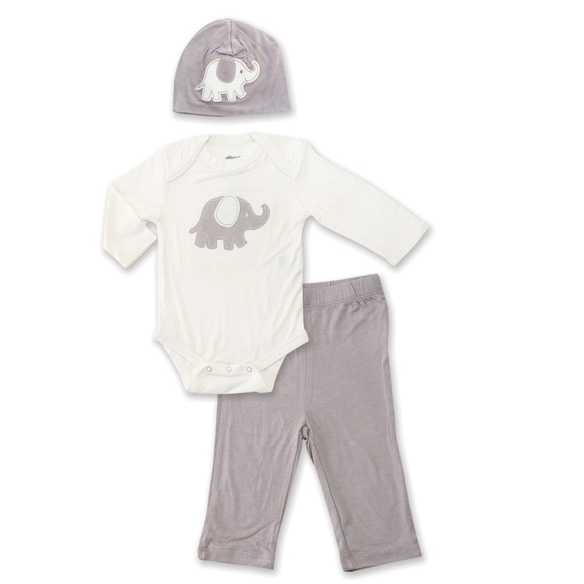 Coffret cadeau bébé en bambou (Moka/Éléphant)