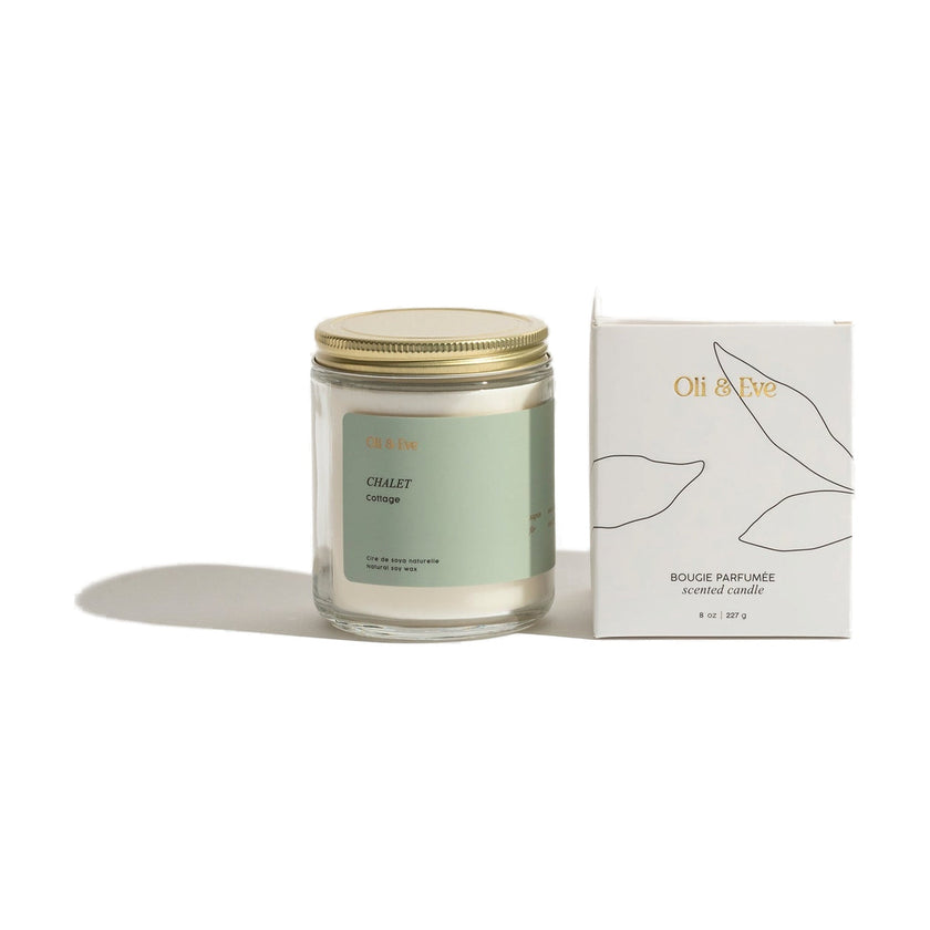 Bougie Oli et Ève Chalet 8oz verre