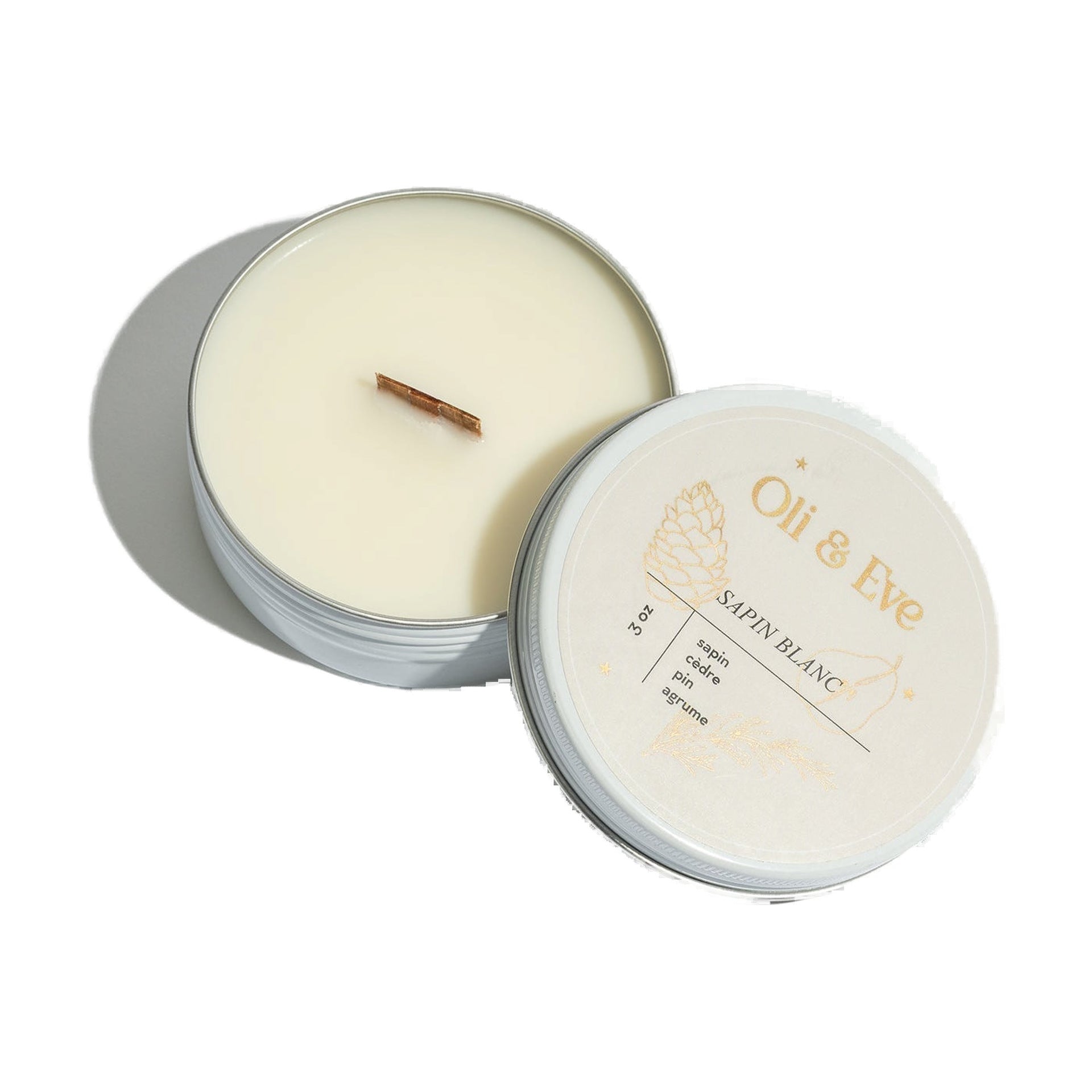 Bougie oli et ève sapin blanc en verre 8oz