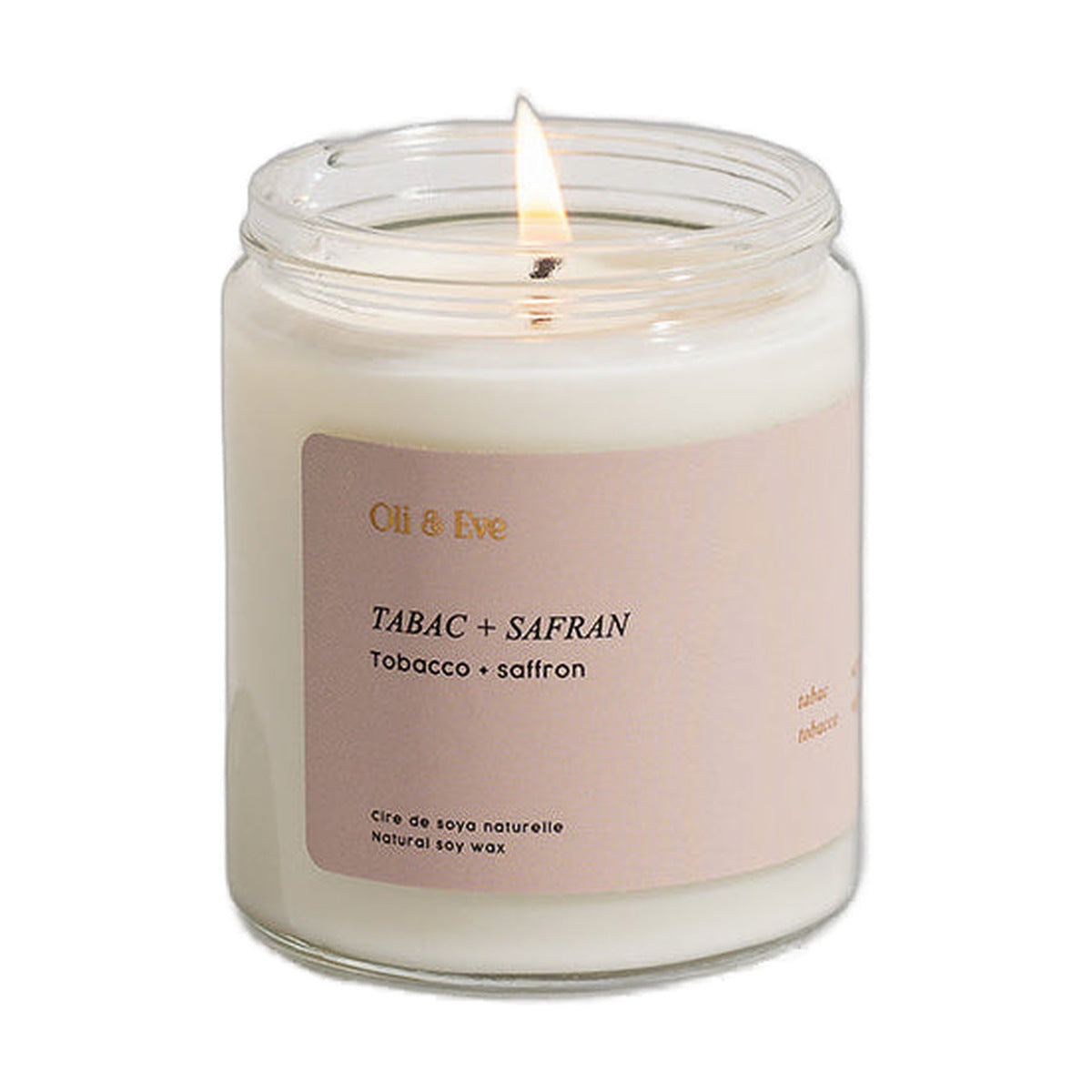 Bougie oli et ève tabac safran 8oz verre